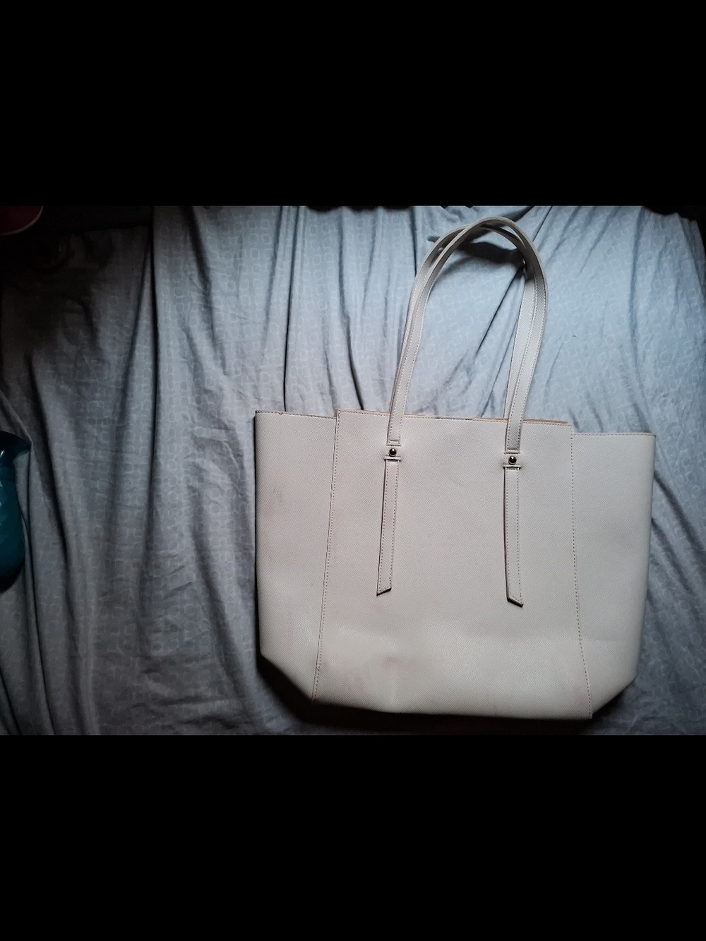 Cream Leather Tote Bag with Dual Shoulder Straps